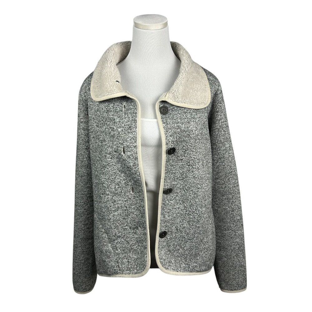 Columbia Sweater Jacket Womens Small Grey Cream Darling Days Fleece Button Up